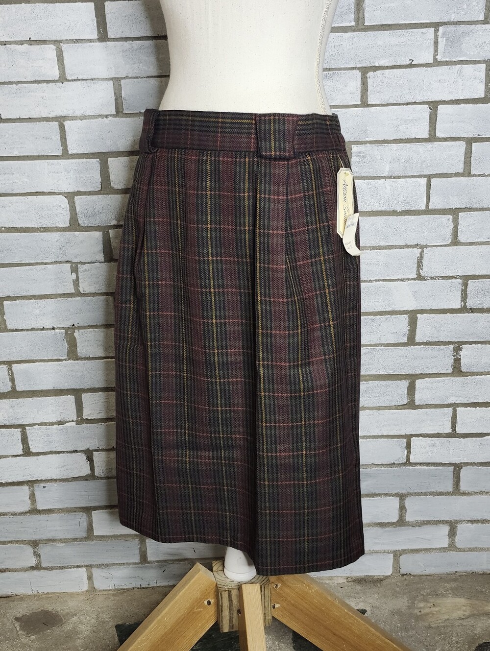 NWT Vintage 80’s Allison Smith Pleated Tweed Pencil Skirt Size 16 Multicolor